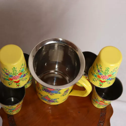 enamelware jug set with glasses steel 4