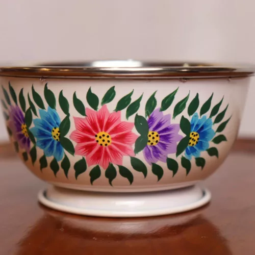 hand painter steel bowl enamelware kashmir 6