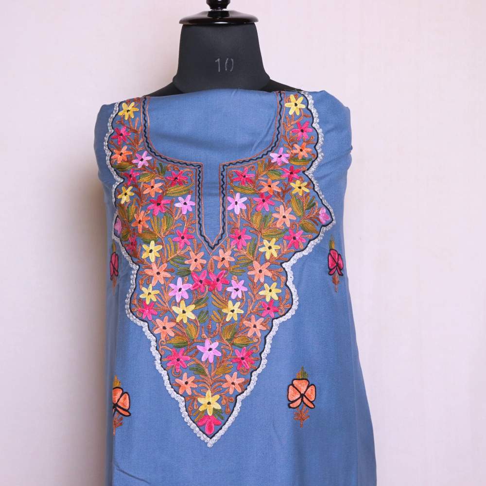 Women Cotton Suits with Kashmiri Hand Embroidery Two Piece Suit - Black
