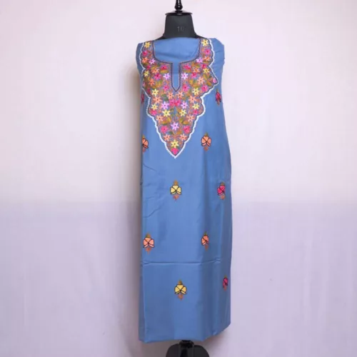Women Cotton Suits with Kashmiri Hand Embroidery Two Piece Suit - Green