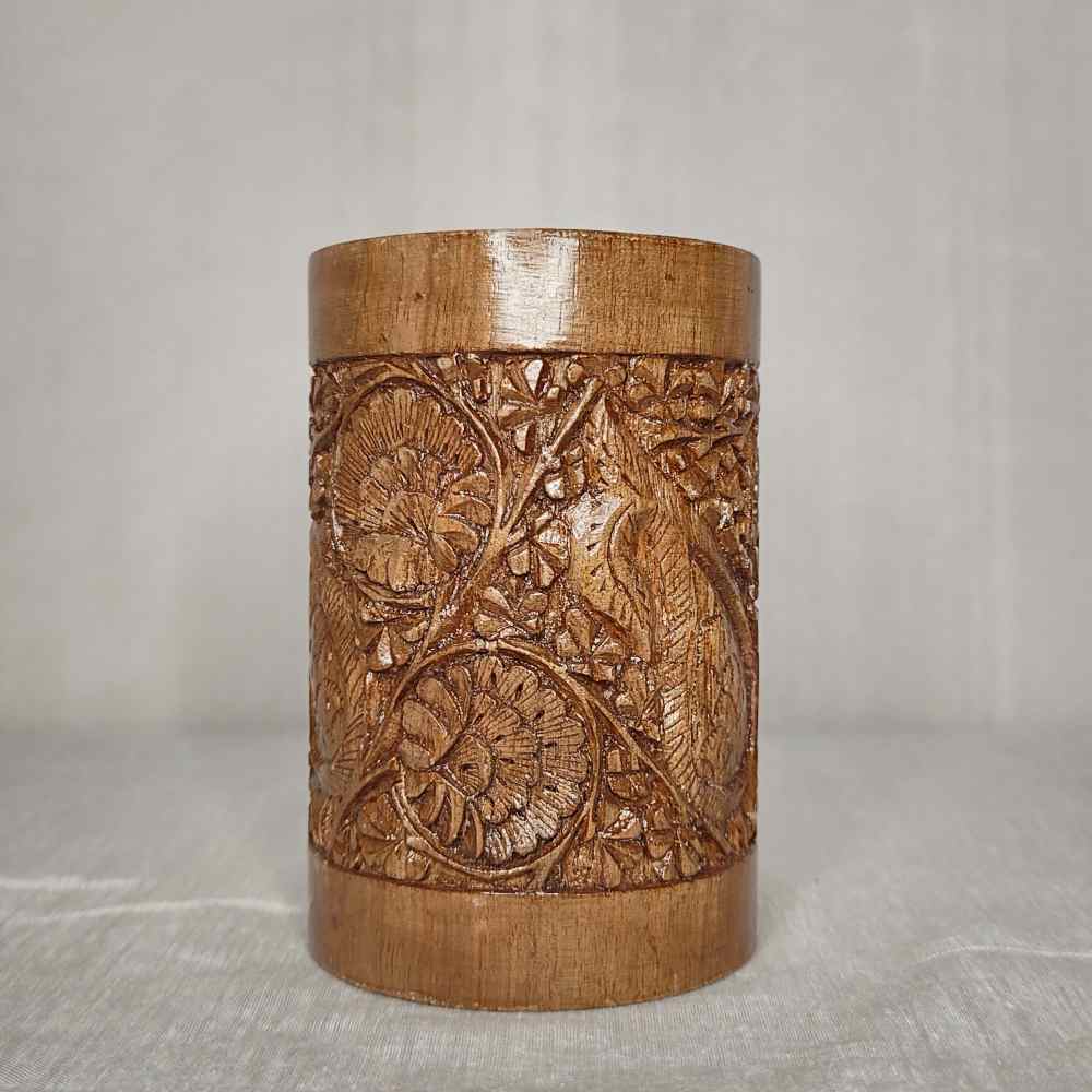 Pen Holder – Chinari Walnut Wood Carving from Kashmir - Gyawun