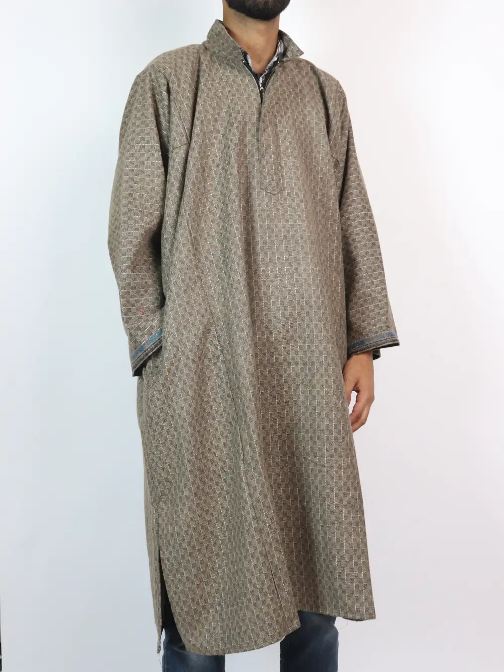 Tweed Men Kashmiri Pheran Check Pattern