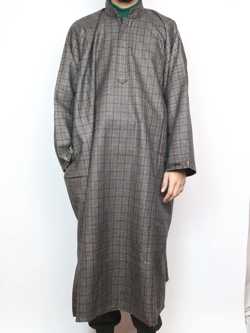Multicolour Rufaid Kashmiri Tweed Pheran for Men