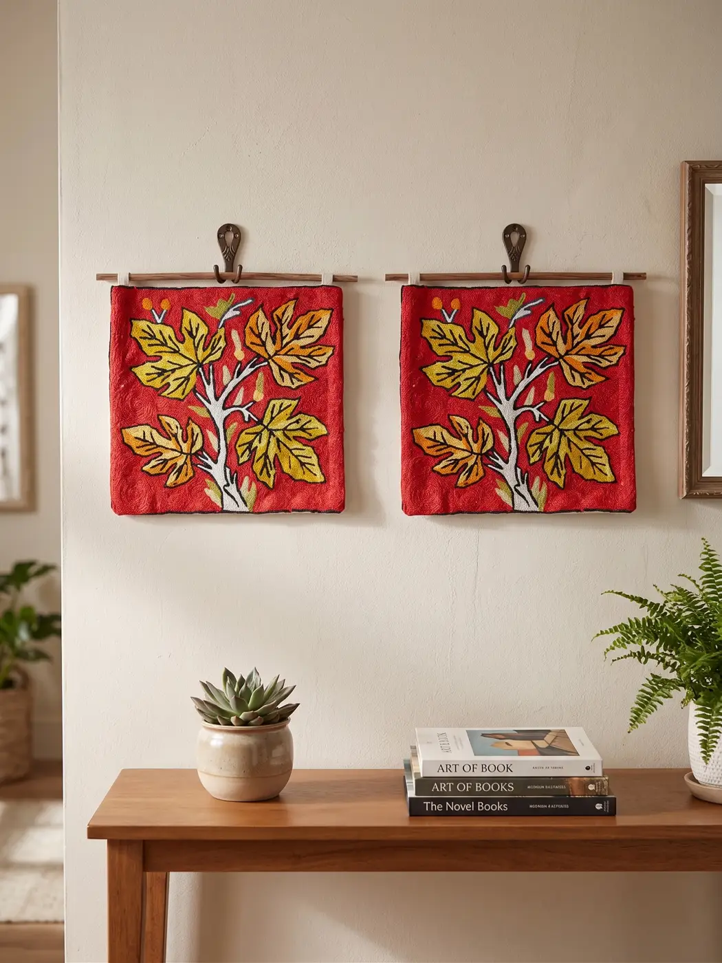 Set of 2 Kashmiri Wall Hanging with Silk Chain Stitch Hand